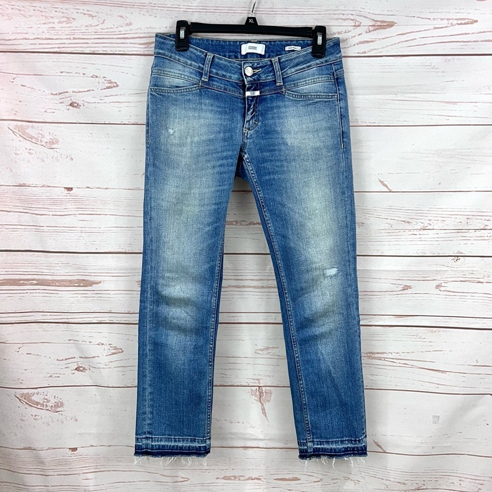 Closed Made In Italy Starlet Raw Released Hem Distressed Faded Crop Jeans